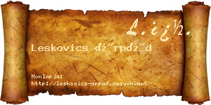 Leskovics Árpád névjegykártya