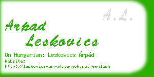 arpad leskovics business card